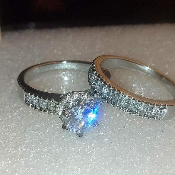 Ladies  iced out wedding anniversary engagement set - Picture 3 of 8